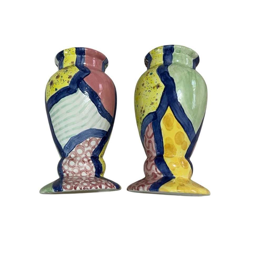 Colorful Abstract Ceramic Candle Holder Set
